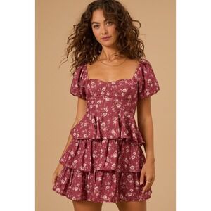 Altar'd State Brynn Floral Tiered Dress Size Medium Nwot